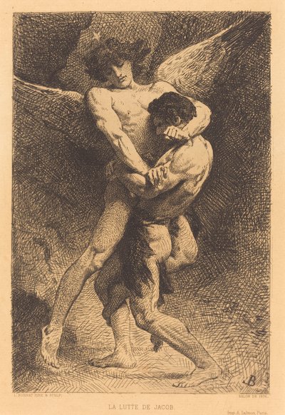 Jakob Worstelt met de Engel door Léon Bonnat