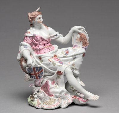 Beeld van Britannia, c. 1750-60 door Longton Hall Porcelain Factory