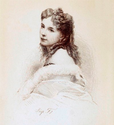 Gravure van Cora Pearl door Léopold Flameng. door Leopold Flameng