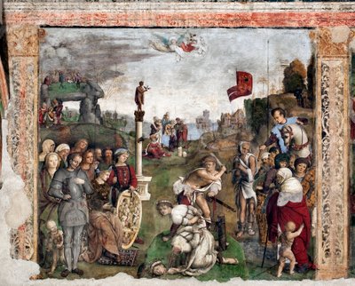 Leven van St. Cecile: Martelaarschap van St Valerian en Tiburtius door Lorenzo Costa