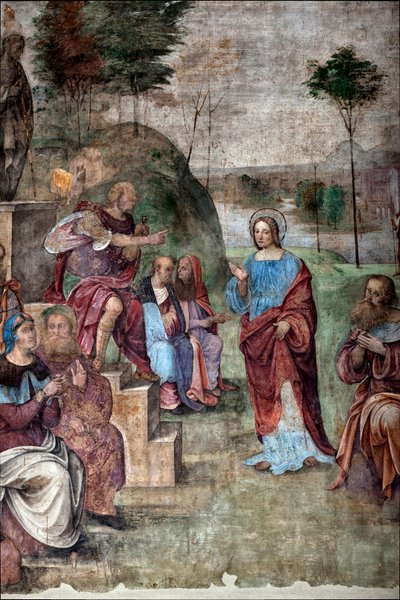 Leven van St. Cecile: Proces van St Cecilia, detail (detail) door Lorenzo Costa