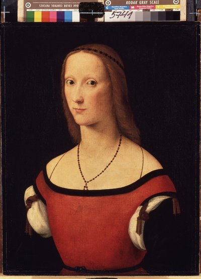 Portret van een dame door Lorenzo Costa
