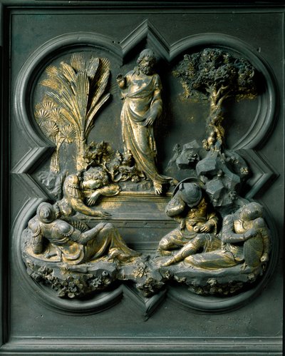 De opstanding van Christus, negentiende paneel van de noorddeuren van het Baptisterium van San Giovanni door Lorenzo Ghiberti