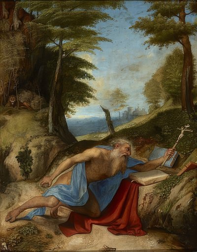 De boetvaardige heilige Hiëronymus. Rond 1513 door Lorenzo Lotto