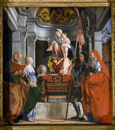 Madonna met Kind en Heiligen (detail) door Lorenzo Lotto