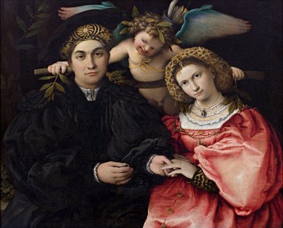 Portret van Marsilio Cassotti en zijn bruid Faustina door Lorenzo Lotto