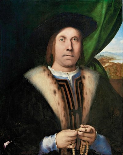 Portret van een man met een rozenkrans, ca. 1515-1520 door Lorenzo Lotto