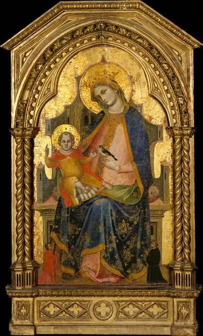 Madonna en Kind op de Troon met Twee Schenkers, ca. 1360-65 door Lorenzo Veneziano