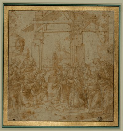 Aanbidding van de herders ... door Lorenzo di Credi
