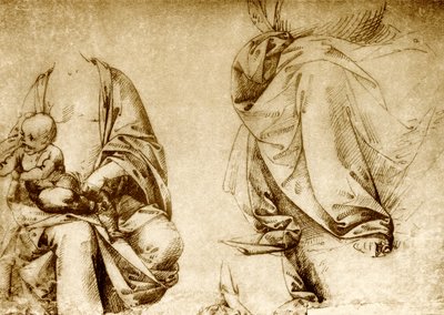 Twee kledingstudies voor een Madonna door Lorenzo di Credi