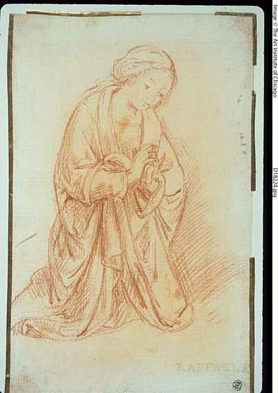 Maagd in gebed door Lorenzo di Credi