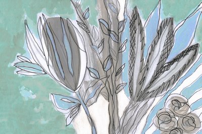 Abstracte bloemenschets door Lori Ann Folz