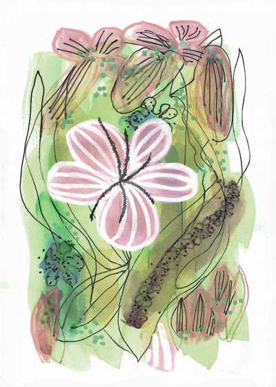 Abstract roze bloemmotief door Lori Ann Folz