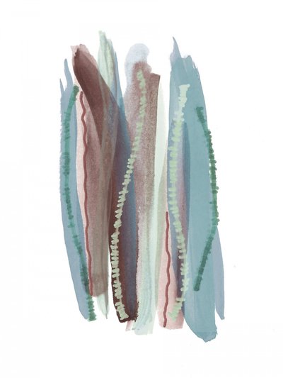 Aardse, abstracte penseelstreken door Lori Ann Folz