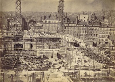 Bouw van de Parijse Opera (Palais Garnier) 25 maart door Louis Emile Durandelle