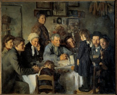 Het Gouden Huwelijk Familiediner van boeren. Schilderij door Louis Adolphe Dechenaud (1868-1926) 1909 Zon. 1,66x2,03 m Dijon, Musee des Beaux Arts door Louis Adolphe Dechenaud