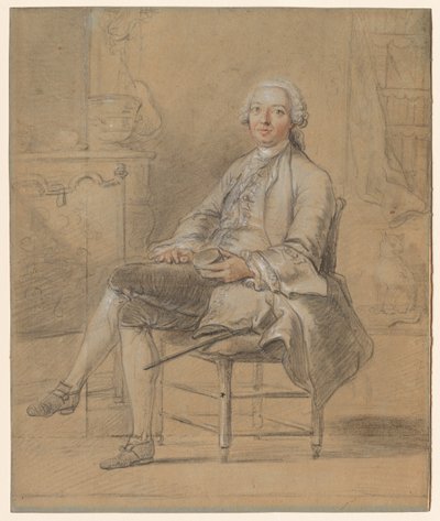 Zittende man met een snuifdoos, c. 1750-1760 door Louis Aubert