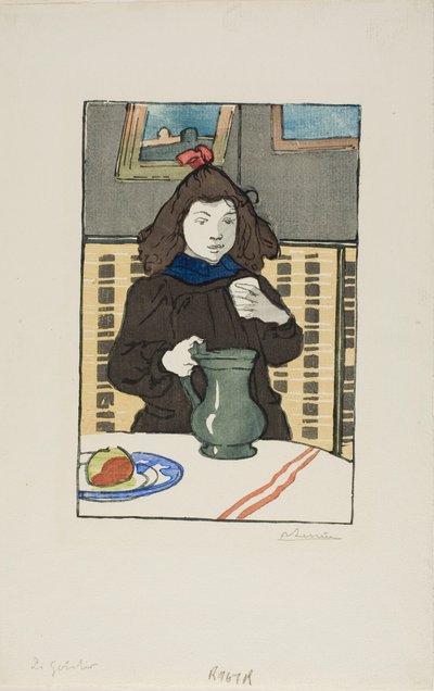 Meisje met pot door Louis Auguste Lepère