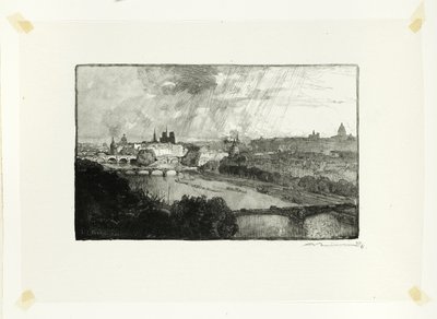 Parijs, gezien vanaf het Pavillon de Flore, plaat elf uit Le Long de la Seine et des Boulevards door Louis Auguste Lepère