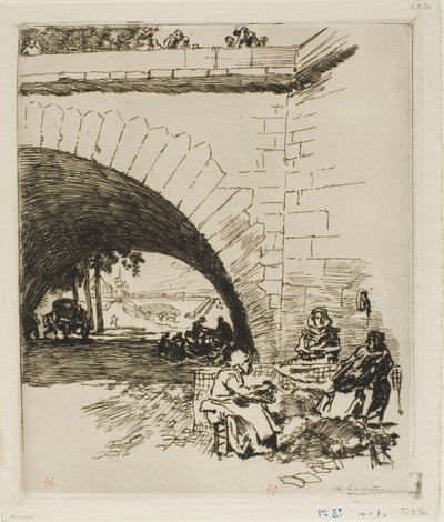 Wolcarders bij Pont Marie door Louis Auguste Lepère