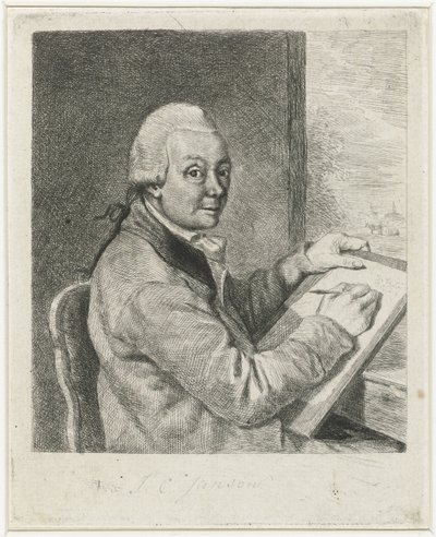Portret van de kunstenaar Johannes Janson, tekenend door Louis Bernard Coclers