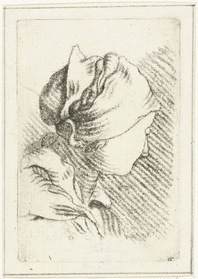 Studieblad met een vrouwenhoofd met hoofddoek door Louis Bernard Coclers