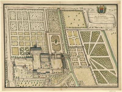 Abdij van Bourgueil, algemeen plan door Louis Boudan