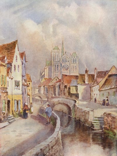 Een Uitzicht op Amiens, met de Kathedraal in de verte door Louis Burleigh Bruhl