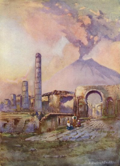 Pompeii, Vesuvius in de verte door Louis Burleigh Bruhl