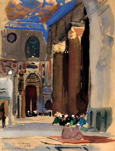 Interieur van de Sultan Kalaoun Moskee, Caïro, Egypte, 1928 door Louis Cabanes