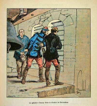 Generaal Chanzy in de klokkentoren van Terminiers tijdens de slag bij Loigny in december 1870, privécollectie door Louis Charles Bombled