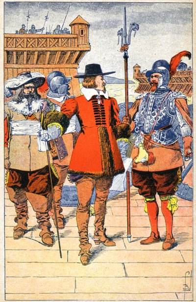 Richelieu bij het beleg van La Rochelle door Louis Charles Bombled