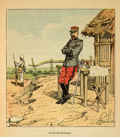 De oorlog in Madagaskar - Anekdotische geschiedenis van de Franse expedities van 1885-1895 door Henri Galli, geïllustreerd door Louis Bombled: Portret van generaal Metzinger in Madagaskar in 1895 door Louis Charles Bombled