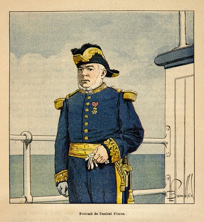 De oorlog in Madagaskar - Anecdotische geschiedenis van de Franse expedities van 1885-1895 door Henri Galli, geïllustreerd door Louis Bombled: Portret van admiraal Pierre (1827-1883) door Louis Charles Bombled