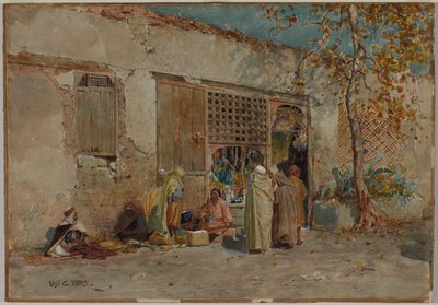 Marokkaanse scène door Louis Comfort Tiffany