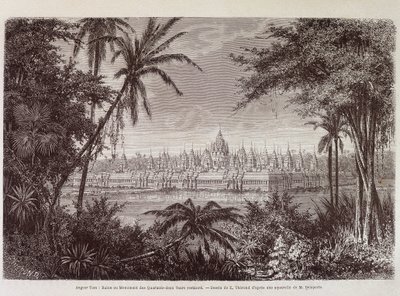 Uitzicht op Angkor Thom rond 1870 - in 