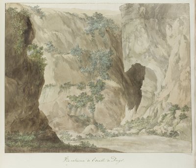 Buitenwand van de grot Oreille de Denys door Louis Ducros