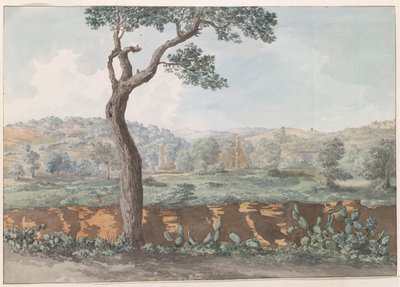 Ruïne van Castor en Pollux tempel binnen muren van oude Agrigento door Louis Ducros