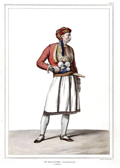 Een Albanese slager in Athene. in 