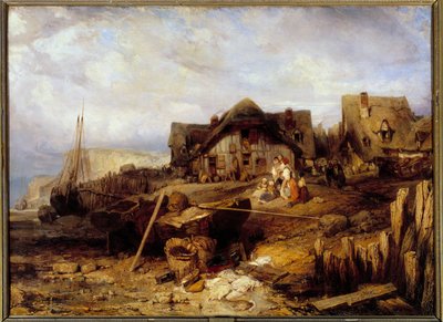 Strand bij eb door Louis Eugene Gabriel Isabey
