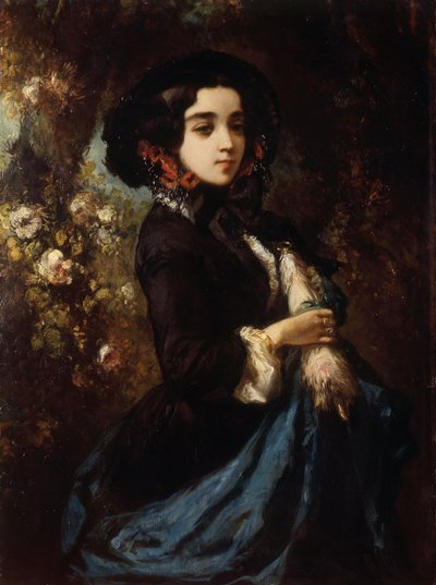 Portret van een dame, ca. 1860-65 (olieverf op doek) door Louis Eugene Gabriel Isabey