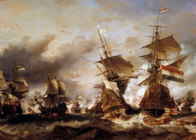 Oorlog tegen de Liga van Augsburg: Slag bij Texel op 29/06/1694, overwinning van Jean Bart (1650-1702) op het Nederlandse eskader van de admiraal van Friesland door Louis Eugene Gabriel Isabey