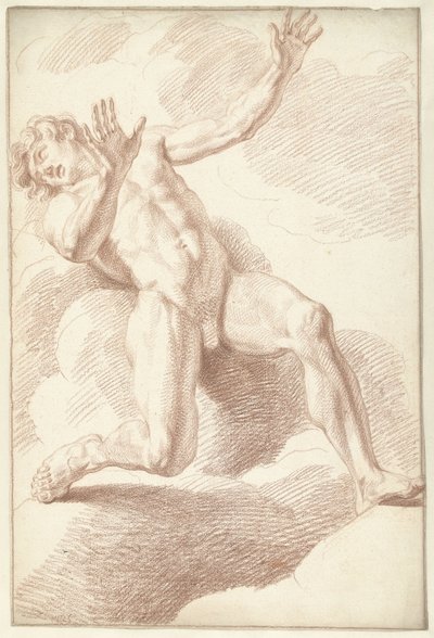 Mannelijk naakt, achteroverliggend door Louis Fabritius Dubourg