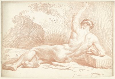 Mannelijk naakt, liggend, op de rug gezien door Louis Fabritius Dubourg