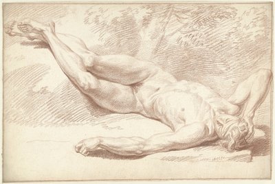 Mannelijk naakt, liggend op de rug, naar rechts door Louis Fabritius Dubourg