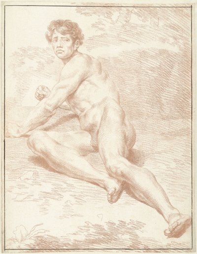 Mannelijk naakt, liggend, zich oprichtend door Louis Fabritius Dubourg