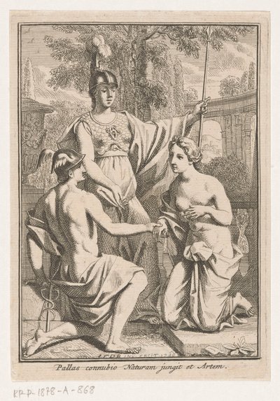 Minerva herenigd Mercurius en de personificatie van de natuur door Louis Fabritius Dubourg