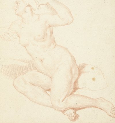 Studie van een zittend vrouwelijk naakt door Louis Fabritius Dubourg