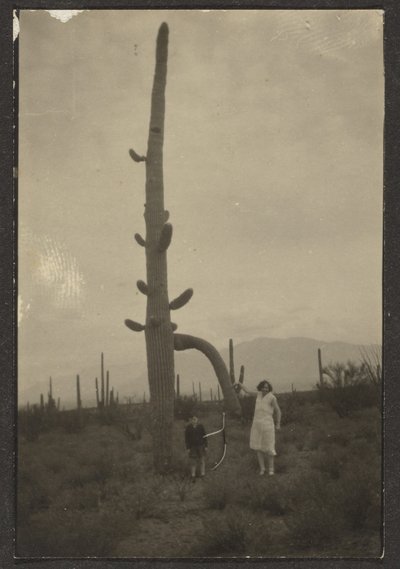 [Vrouw en kind met cactus] door Louis Fleckenstein