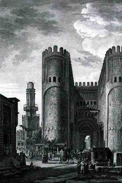 Bab El-Futuh (Poort van Overwinningen) gegraveerd door Pierre Nicolas Ransonette uit Deel III van 
